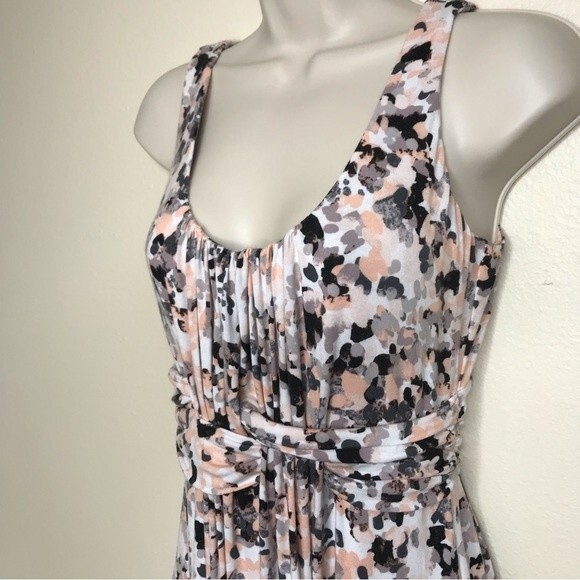 Soma Sleeveless Wrap Cumberbund Empire Waist Soft Rayon Peach Gray Dress XS - Picture 2 of 14